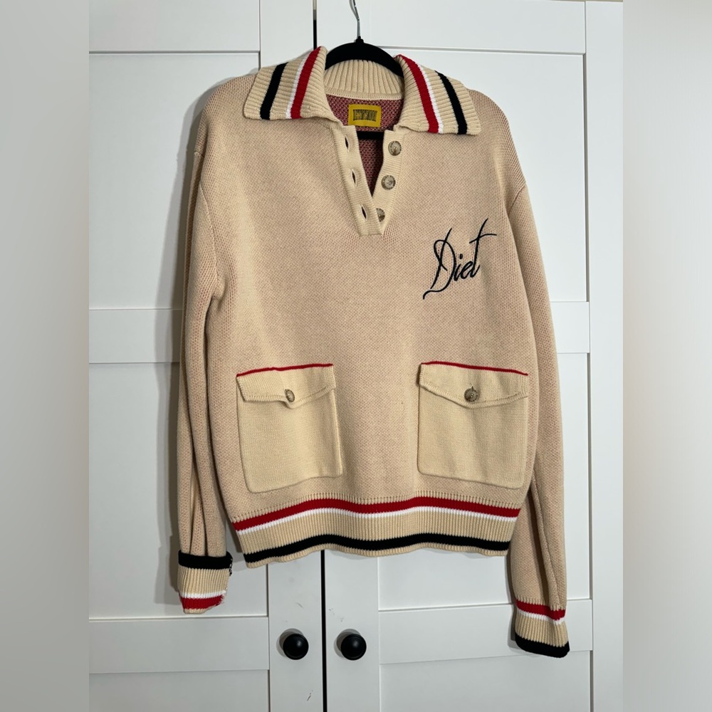 Diet Starts Monday Knitted Polo - Cream S size brand new